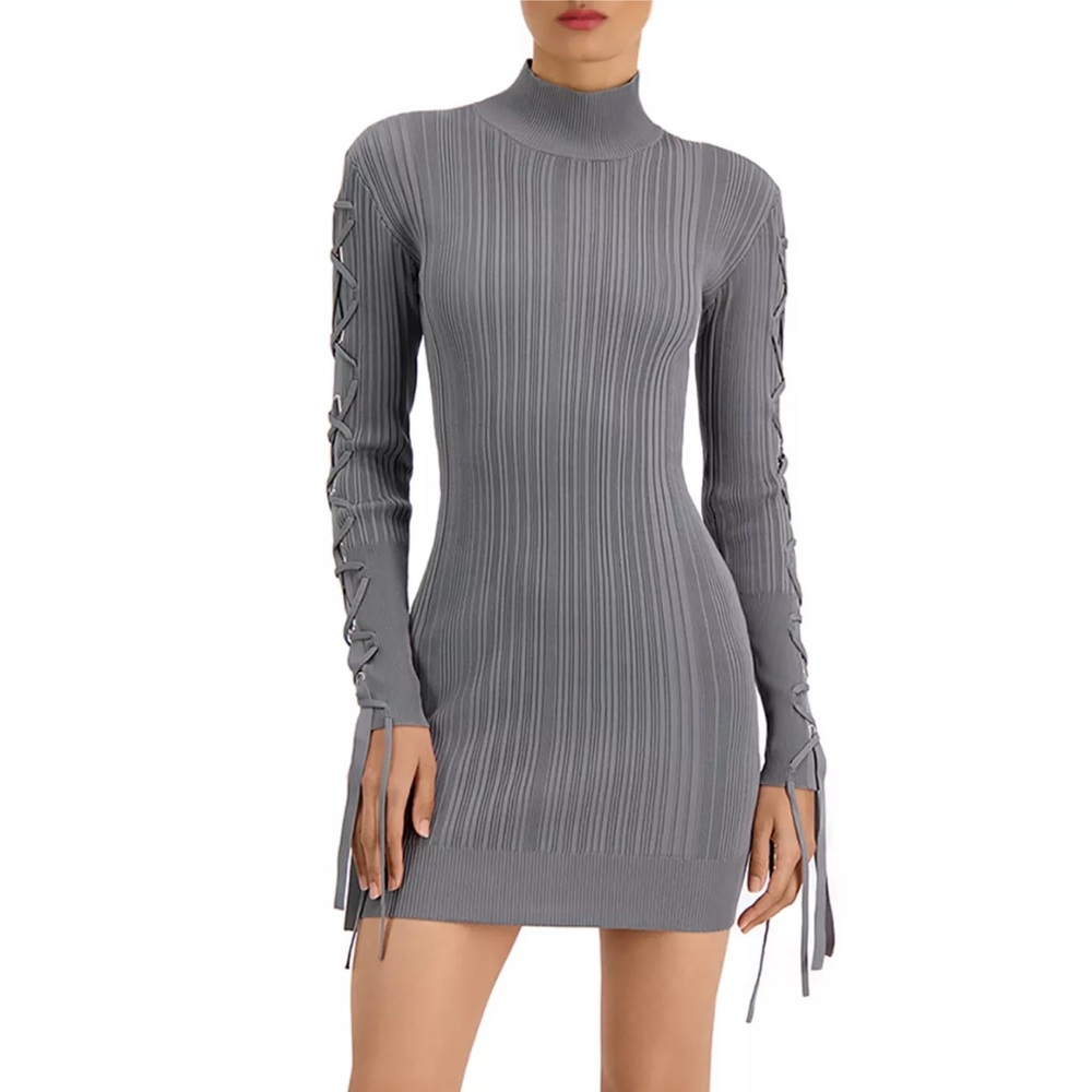 Hervé Léger - Ribbed Lace Mini Bodycon Dress